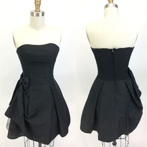 Black Taffeta Fit and Flare Party Dress